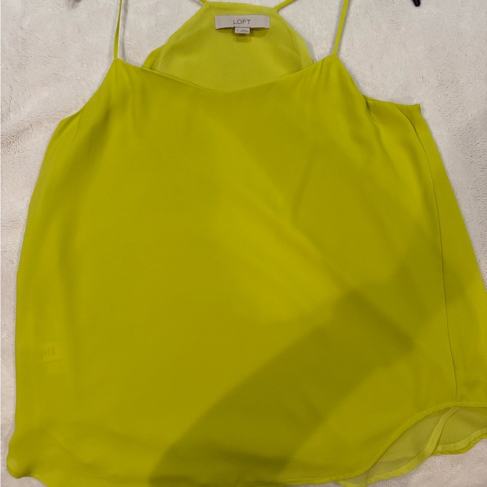 LOFT Neon Chartreuse Spaghetti Strap Camisole